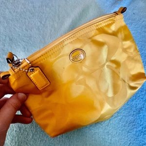 Yellow Coach Fabric Cosmetics Bag